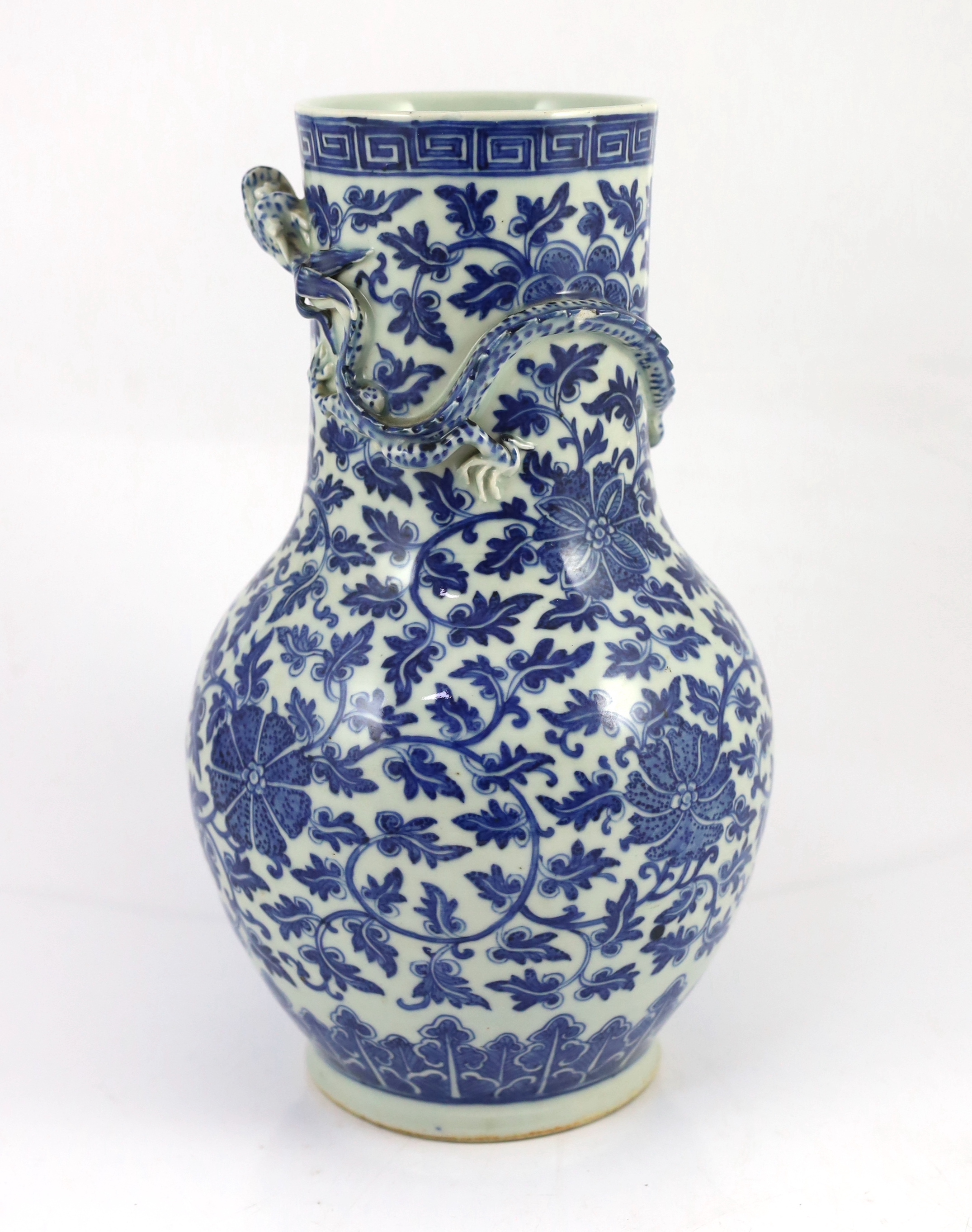 A Chinese blue and white vase, 19th century, 34.5cm high